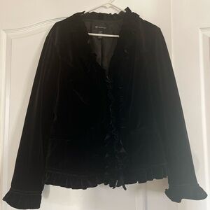 Black Ruffled Velvet Jacket